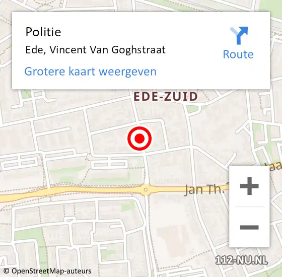 Locatie op kaart van de 112 melding: Politie Ede, Vincent Van Goghstraat op 13 juli 2020 16:32