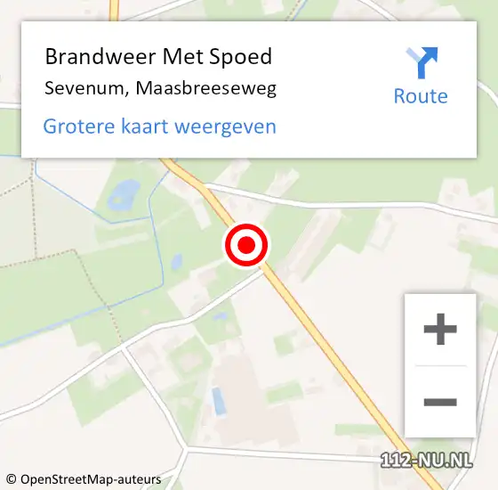 Locatie op kaart van de 112 melding: Brandweer Met Spoed Naar Sevenum, Maasbreeseweg op 13 juli 2020 16:45