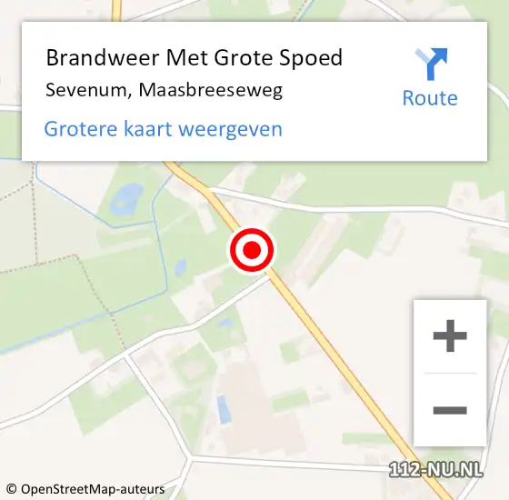 Locatie op kaart van de 112 melding: Brandweer Met Grote Spoed Naar Sevenum, Maasbreeseweg op 13 juli 2020 16:56