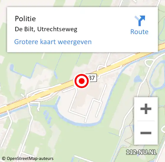 Locatie op kaart van de 112 melding: Politie De Bilt, Utrechtseweg op 13 juli 2020 17:15