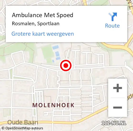 Locatie op kaart van de 112 melding: Ambulance Met Spoed Naar Rosmalen, Sportlaan op 13 juli 2020 17:22