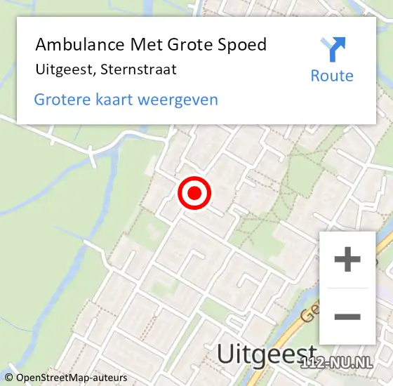 Locatie op kaart van de 112 melding: Ambulance Met Grote Spoed Naar Uitgeest, Sternstraat op 13 juli 2020 17:29