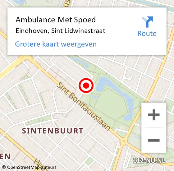 Locatie op kaart van de 112 melding: Ambulance Met Spoed Naar Eindhoven, Sint Lidwinastraat op 13 juli 2020 17:38