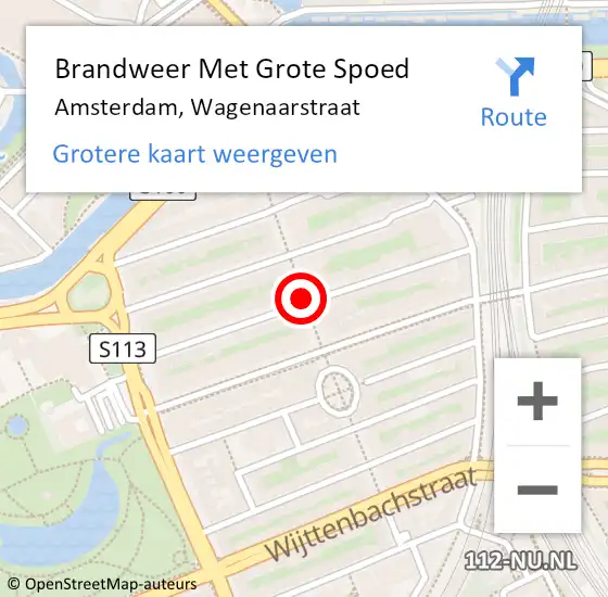 Locatie op kaart van de 112 melding: Brandweer Met Grote Spoed Naar Amsterdam, Wagenaarstraat op 13 juli 2020 17:41
