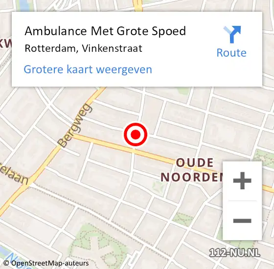 Locatie op kaart van de 112 melding: Ambulance Met Grote Spoed Naar Rotterdam, Vinkenstraat op 13 juli 2020 20:14