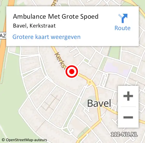Locatie op kaart van de 112 melding: Ambulance Met Grote Spoed Naar Bavel, Kerkstraat op 13 juli 2020 20:59