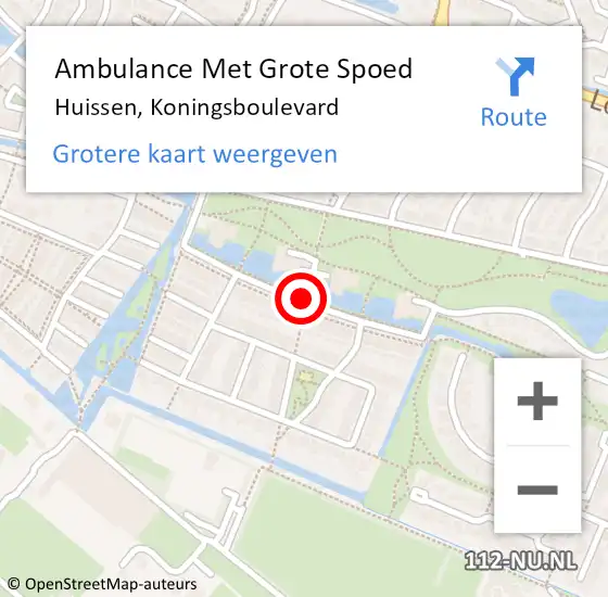 Locatie op kaart van de 112 melding: Ambulance Met Grote Spoed Naar Huissen, Koningsboulevard op 13 juli 2020 21:12