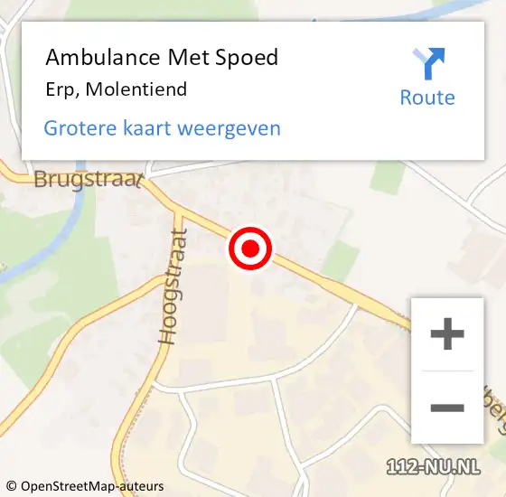 Locatie op kaart van de 112 melding: Ambulance Met Spoed Naar Erp, Molentiend op 13 juli 2020 21:35