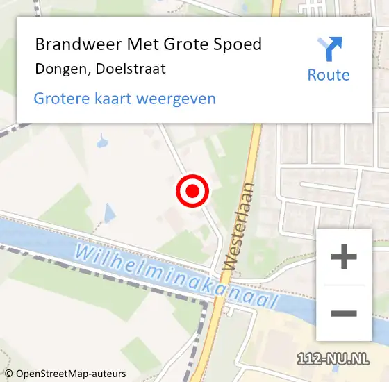 Locatie op kaart van de 112 melding: Brandweer Met Grote Spoed Naar Dongen, Doelstraat op 13 juli 2020 21:51