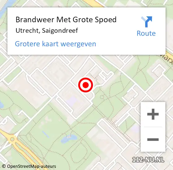 Locatie op kaart van de 112 melding: Brandweer Met Grote Spoed Naar Utrecht, Saigondreef op 13 juli 2020 22:15