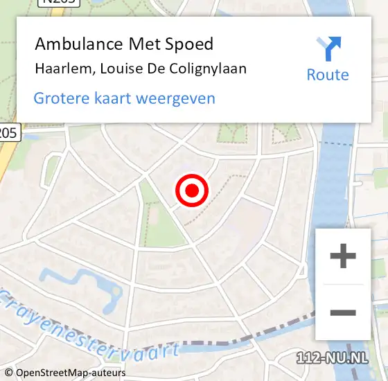 Locatie op kaart van de 112 melding: Ambulance Met Spoed Naar Haarlem, Louise De Colignylaan op 14 juli 2020 00:33