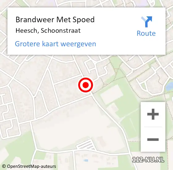 Locatie op kaart van de 112 melding: Brandweer Met Spoed Naar Heesch, Schoonstraat op 14 juli 2020 00:47