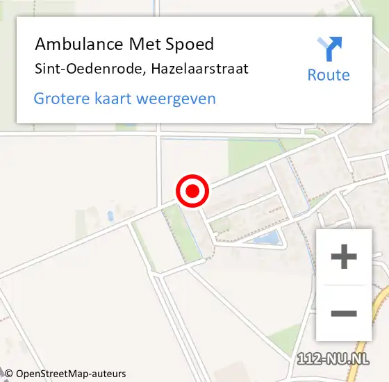 Locatie op kaart van de 112 melding: Ambulance Met Spoed Naar Sint-Oedenrode, Hazelaarstraat op 14 juli 2020 01:07