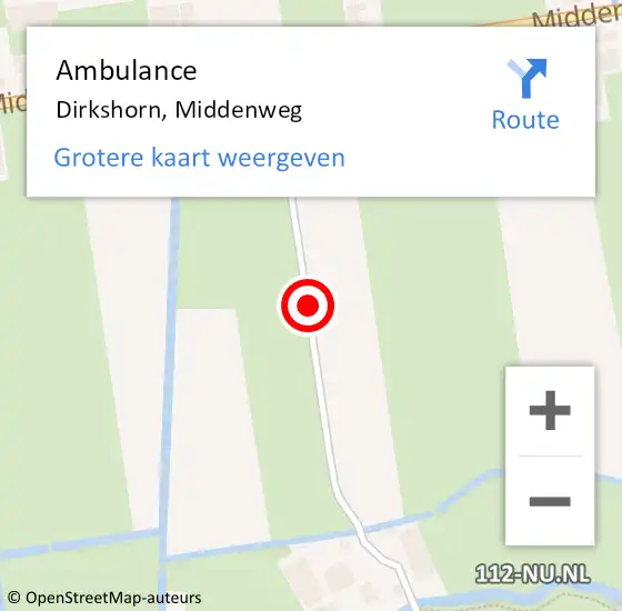 Locatie op kaart van de 112 melding: Ambulance Dirkshorn, Middenweg op 14 juli 2020 08:04