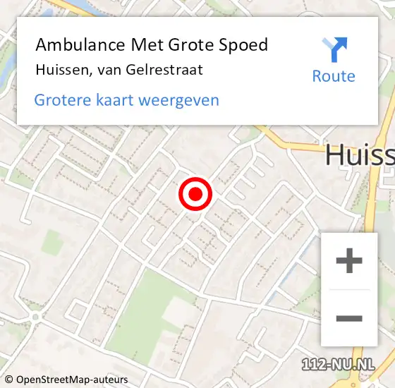 Locatie op kaart van de 112 melding: Ambulance Met Grote Spoed Naar Huissen, van Gelrestraat op 14 juli 2020 12:20