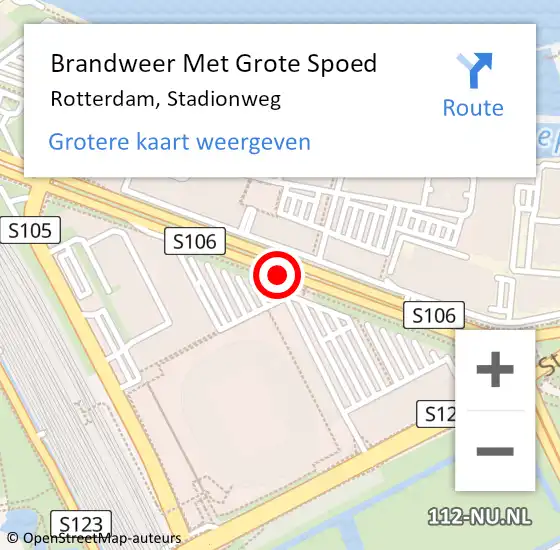 Locatie op kaart van de 112 melding: Brandweer Met Grote Spoed Naar Rotterdam, Stadionweg op 14 juli 2020 12:54