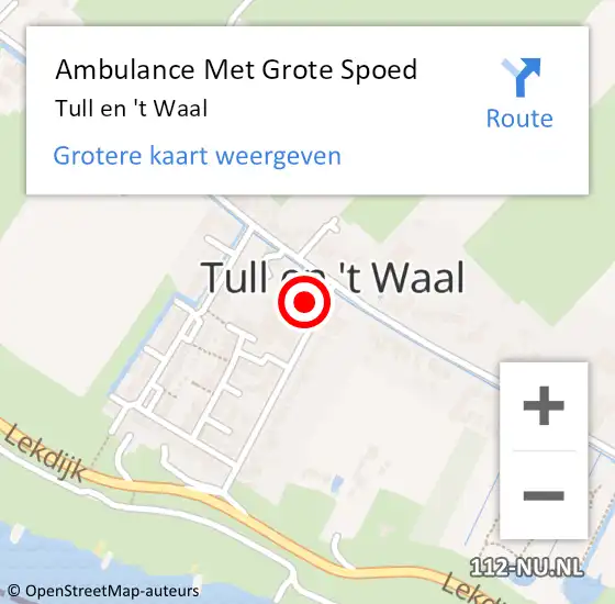 Locatie op kaart van de 112 melding: Ambulance Met Grote Spoed Naar Tull en 't Waal op 14 juli 2020 12:59