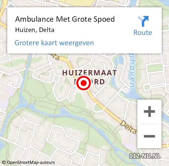 Locatie op kaart van de 112 melding: Ambulance Met Grote Spoed Naar Huizen, Delta op 14 juli 2020 15:25
