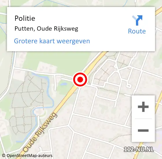 Locatie op kaart van de 112 melding: Politie Putten, Oude Rijksweg op 14 juli 2020 15:30