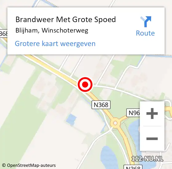 Locatie op kaart van de 112 melding: Brandweer Met Grote Spoed Naar Blijham, Winschoterweg op 14 juli 2020 15:47