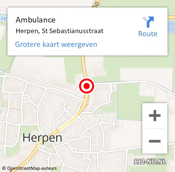 Locatie op kaart van de 112 melding: Ambulance Herpen, St Sebastianusstraat op 14 juli 2020 15:51