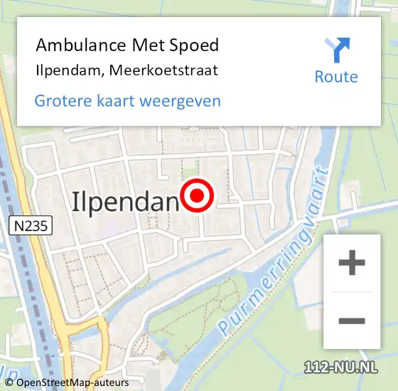 Locatie op kaart van de 112 melding: Ambulance Met Spoed Naar Ilpendam, Meerkoetstraat op 14 juli 2020 15:53