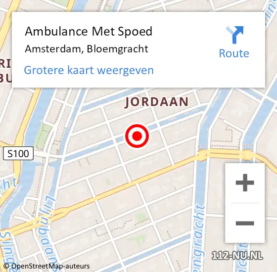 Locatie op kaart van de 112 melding: Ambulance Met Spoed Naar Amsterdam, Bloemgracht op 14 juli 2020 16:38