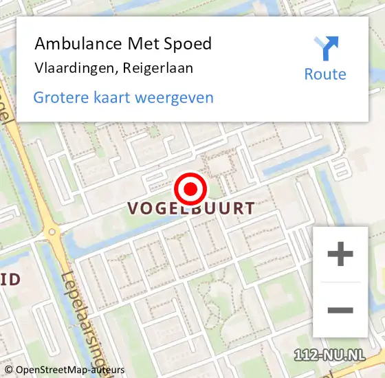 Locatie op kaart van de 112 melding: Ambulance Met Spoed Naar Vlaardingen, Reigerlaan op 14 juli 2020 17:44