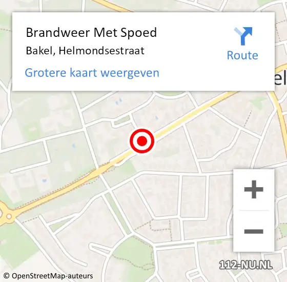 Locatie op kaart van de 112 melding: Brandweer Met Spoed Naar Bakel, Helmondsestraat op 14 juli 2020 17:46
