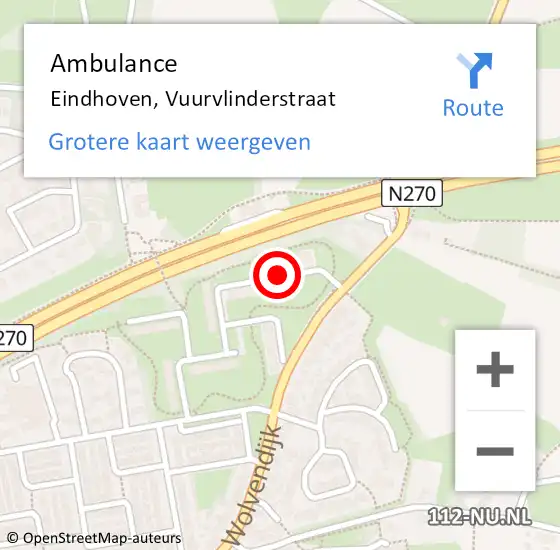 Locatie op kaart van de 112 melding: Ambulance Eindhoven, Vuurvlinderstraat op 14 juli 2020 18:37