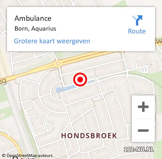 Locatie op kaart van de 112 melding: Ambulance Born, Aquarius op 12 mei 2014 17:15