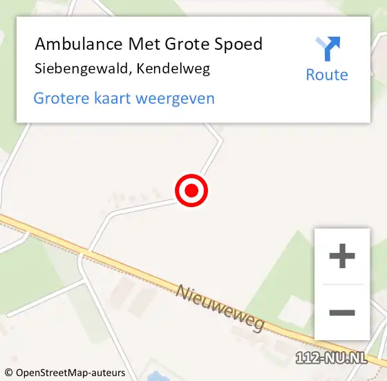 Locatie op kaart van de 112 melding: Ambulance Met Grote Spoed Naar Siebengewald, Kendelweg op 14 juli 2020 20:32