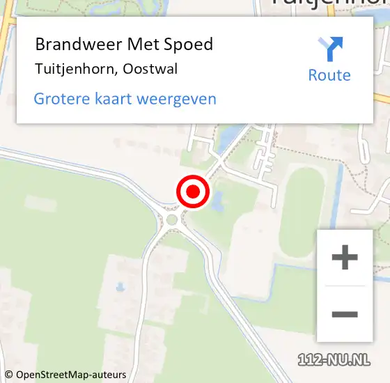 Locatie op kaart van de 112 melding: Brandweer Met Spoed Naar Tuitjenhorn, Oostwal op 14 juli 2020 23:35