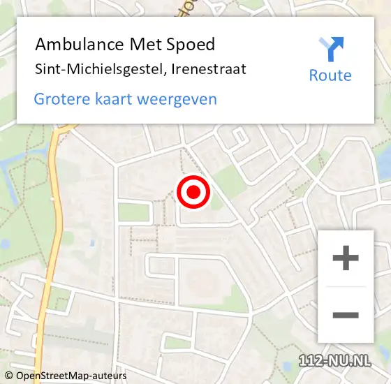 Locatie op kaart van de 112 melding: Ambulance Met Spoed Naar Sint-Michielsgestel, Irenestraat op 14 juli 2020 23:47