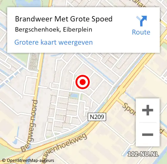 Locatie op kaart van de 112 melding: Brandweer Met Grote Spoed Naar Bergschenhoek, Eiberplein op 15 juli 2020 04:47