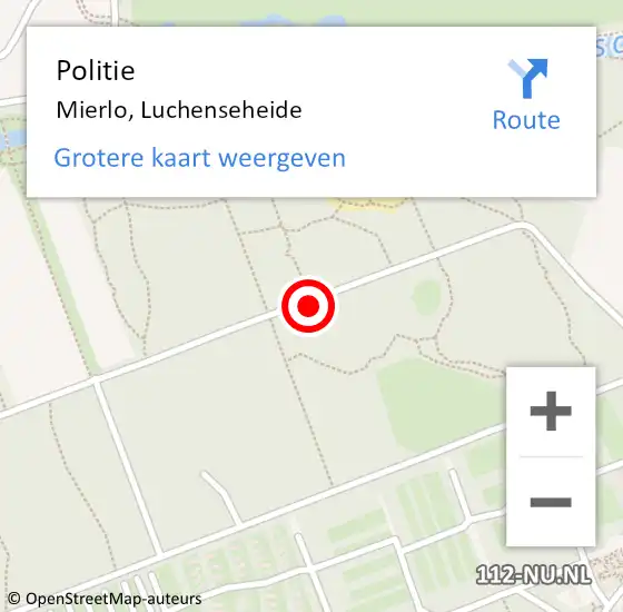 Locatie op kaart van de 112 melding: Politie Mierlo, Luchenseheide op 15 juli 2020 07:39