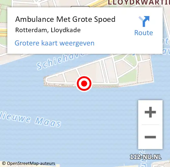 Locatie op kaart van de 112 melding: Ambulance Met Grote Spoed Naar Rotterdam, Lloydkade op 15 juli 2020 08:08