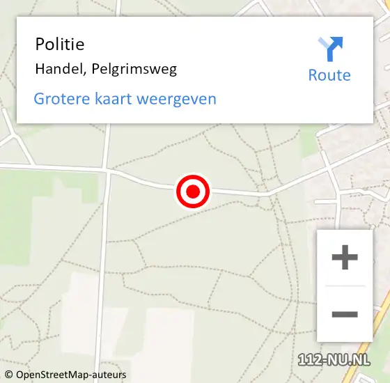 Locatie op kaart van de 112 melding: Politie Handel, Pelgrimsweg op 15 juli 2020 08:08