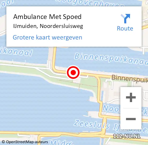 Locatie op kaart van de 112 melding: Ambulance Met Spoed Naar IJmuiden, Noordersluisweg op 15 juli 2020 08:36