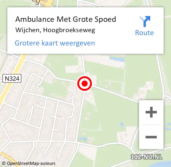 Locatie op kaart van de 112 melding: Ambulance Met Grote Spoed Naar Wijchen, Hoogbroekseweg op 15 juli 2020 10:09