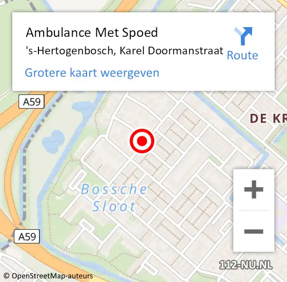 Locatie op kaart van de 112 melding: Ambulance Met Spoed Naar 's-Hertogenbosch, Karel Doormanstraat op 15 juli 2020 10:38