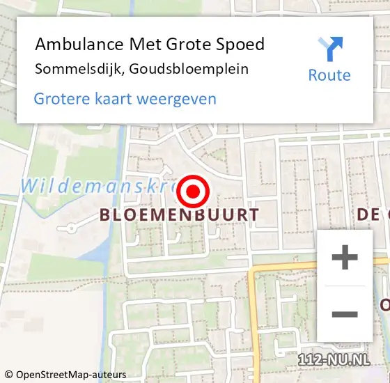 Locatie op kaart van de 112 melding: Ambulance Met Grote Spoed Naar Sommelsdijk, Goudsbloemplein op 15 juli 2020 10:40