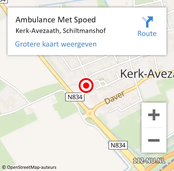 Locatie op kaart van de 112 melding: Ambulance Met Spoed Naar Kerk-Avezaath, Schiltmanshof op 15 juli 2020 10:53