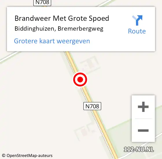 Locatie op kaart van de 112 melding: Brandweer Met Grote Spoed Naar Biddinghuizen, Bremerbergweg op 15 juli 2020 10:53