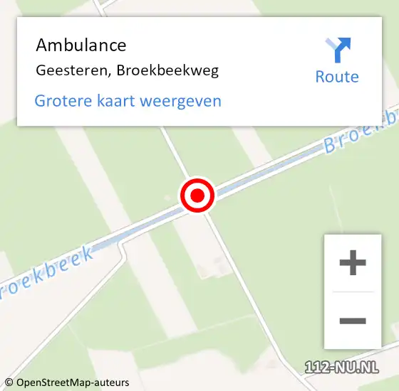 Locatie op kaart van de 112 melding: Ambulance Geesteren, Broekbeekweg op 15 juli 2020 11:44