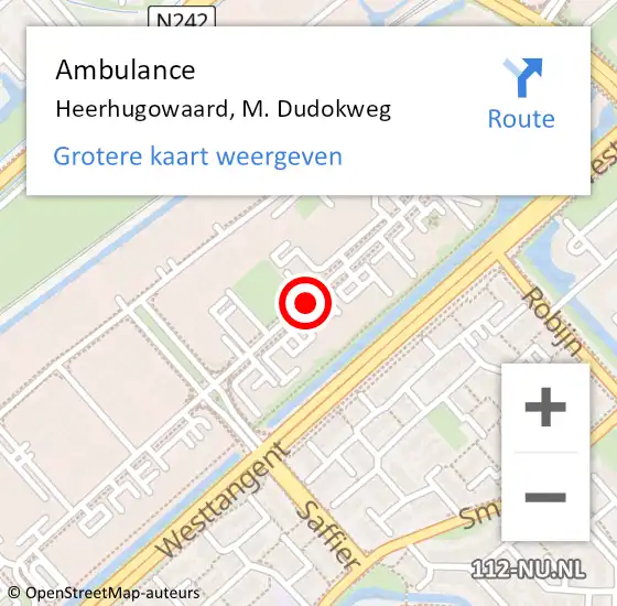 Locatie op kaart van de 112 melding: Ambulance Heerhugowaard, M. Dudokweg op 15 juli 2020 13:49