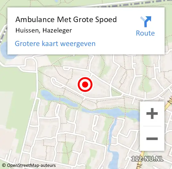 Locatie op kaart van de 112 melding: Ambulance Met Grote Spoed Naar Huissen, Hazeleger op 15 juli 2020 14:34