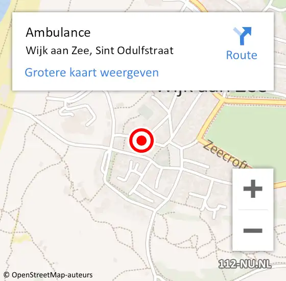 Locatie op kaart van de 112 melding: Ambulance Wijk aan Zee, Sint Odulfstraat op 15 juli 2020 14:38