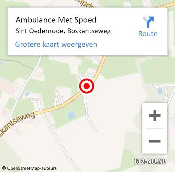 Locatie op kaart van de 112 melding: Ambulance Met Spoed Naar Sint Oedenrode, Boskantseweg op 15 juli 2020 14:40