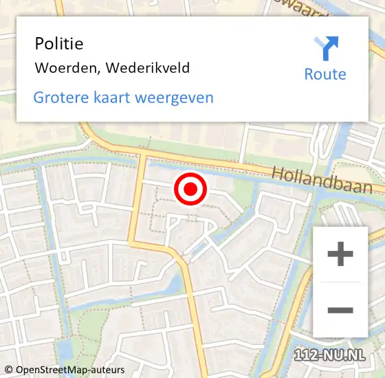 Locatie op kaart van de 112 melding: Politie Woerden, Wederikveld op 15 juli 2020 14:45